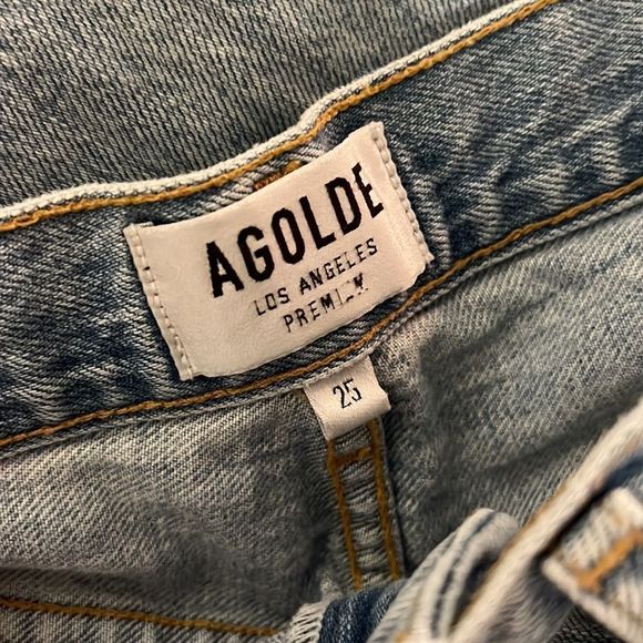Agolde Light Blue Distressed Ankle Jeans - Picture 6 of 8